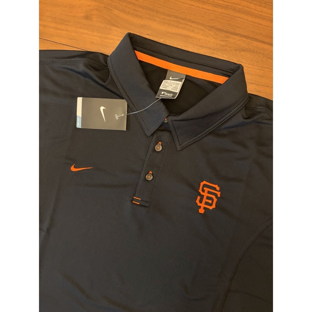 San Francisco SF Giants Nike Polo Shirt NEW Mens 2XL Black Dri Fit 2010 MLB Golf